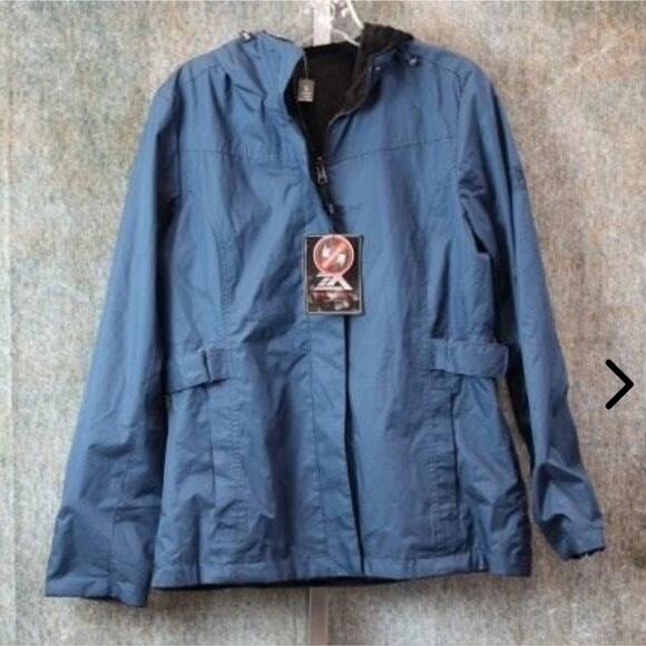 ZEROXPOSUR NWT WOMENS BLUE ZIP UP HOODED JACKET. Size small - Picture 1 of 5